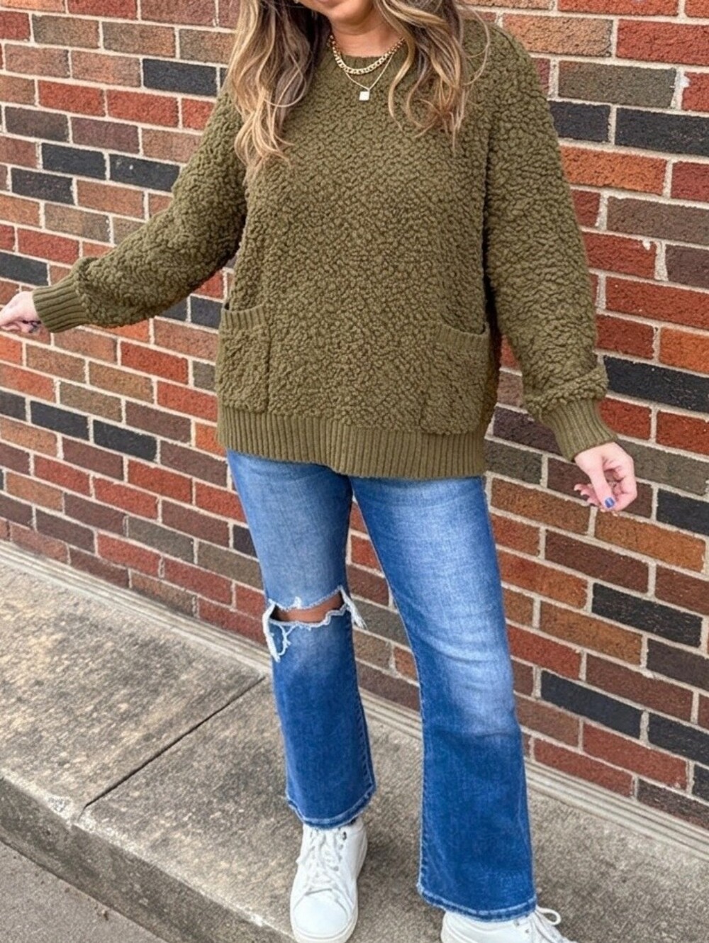 Cozy Zenana Popcorn Texture Sweater with Pockets